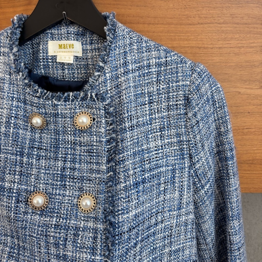 Maeve by Anthropologie Jacket Blazer Tweed Double Breasted, Size 00 - Picture 8 of 16